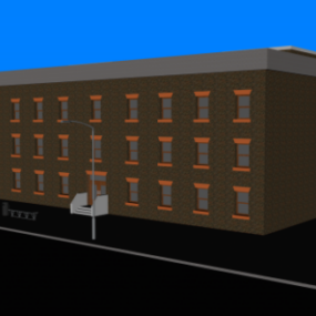 Appartementencomplex Lowpoly 3D-model bouwen