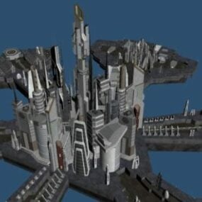 Modello 3d della stazione spaziale Corvette aliena