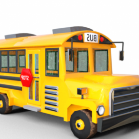 3д модель мультяшного школьного автобуса