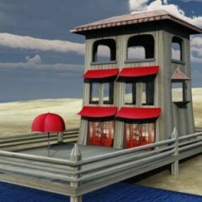 مدل سه بعدی خانه ساحلی چوبی