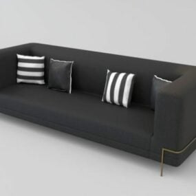 Sofá preto com almofada Modelo 3D