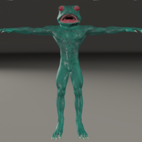 3д модель персонажа животного Синяя лягушка