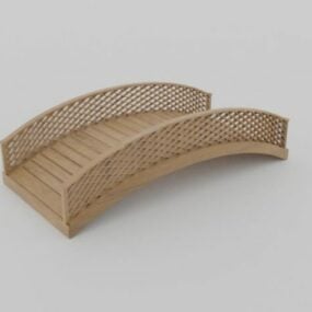 Curved Wood Bridge 3d model