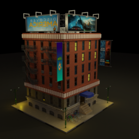 Modello 3d dell'edificio per uffici in mattoni