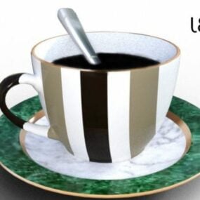 Mô hình 3d cốc cà phê sứ màu xanh