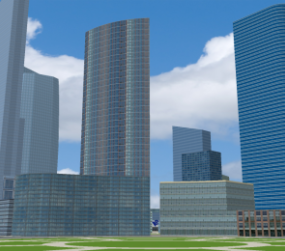 近代的な都市の建物の3Dモデル
