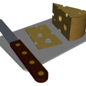 चाकू 3डी मॉडल के साथ पनीर बोर्ड