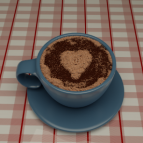 Modello 3d della tazza di caffè cappuccino