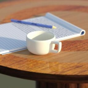 Taza de café con libro modelo 3d