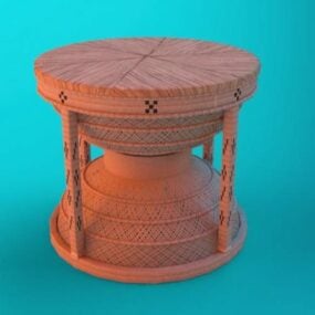 قاب استیل میز چوبی مدرن مدل سه بعدی