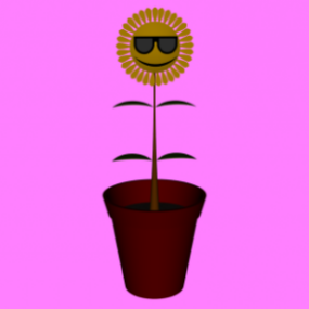 漫画のヒマワリの植物の3Dモデル