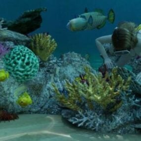 Modello 3d della scena della barriera corallina