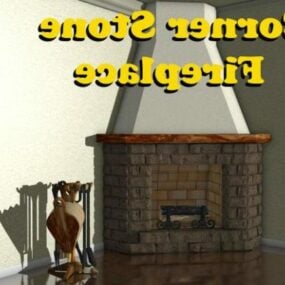 Stone Fireplace Corner Furniture 3d model