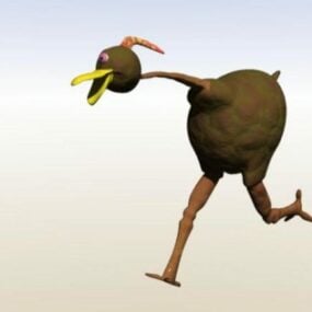 Personagem de figura de avestruz de desenho animado modelo 3d