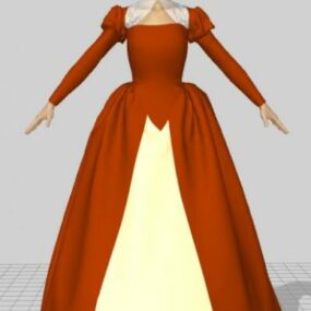 نموذج فستان عتيق مبكر ثلاثي الأبعاد