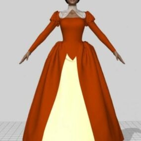 نموذج فستان إليزابيث المبكر ثلاثي الأبعاد
