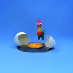 Ei und Huhn 3D-Modell
