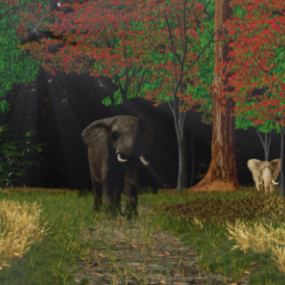 דגם תלת מימד של פיל ביער