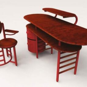 โมเดล 3 มิติโต๊ะและเก้าอี้ของ Frank Lloyd Wright