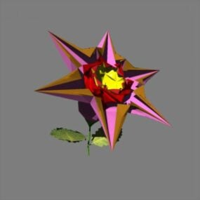 Modelo 3d de fantasia de flor poligonal