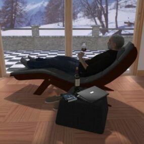 Lounge Chair With Man Character 3d model