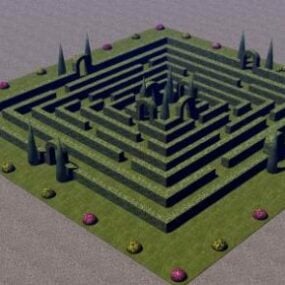 Haie de labyrinthe de jardin à la française modèle 3D