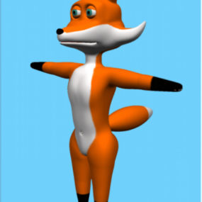 Tegneserie Furry Fox Animal Character 3d-modell