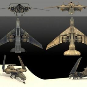 3д модель футуристического боевого самолета