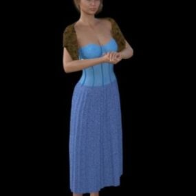 3д модель персонажа в вечернем платье девушки