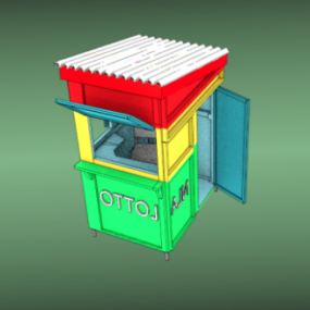 Modelo 3D do quiosque de loteria de rua