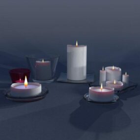 Glassware With Candles Decoration 3d model