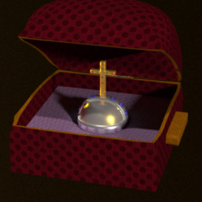 Modello 3d del forziere del tesoro della croce dorata
