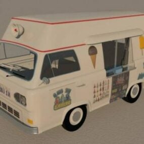 דגם 3D משאית גלידה וינטג'