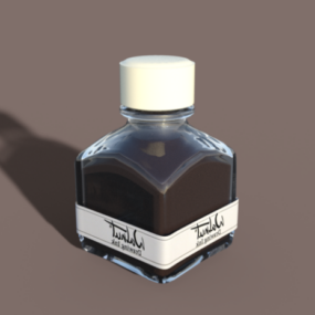 زجاجة حبر زجاجية نموذج ثلاثي الأبعاد