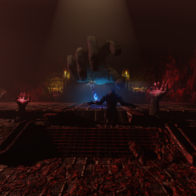Modello 3d della scena sotterranea all'interno del Dungeon