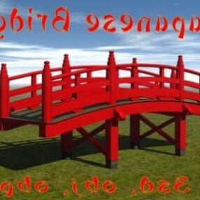 Japanilainen silta punainen puu 3d-malli