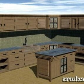 خزانة مطبخ خشب موديل 3D