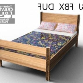 نموذج سرير خشبي مضاء ثلاثي الأبعاد