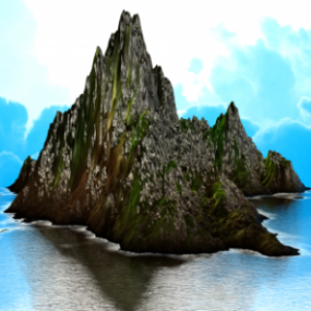 Rock Mountain Island Scene 3d model