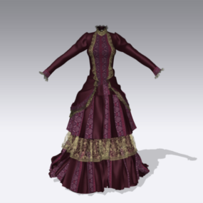 Keskiaikainen viktoriaaninen mekko 3d-malli