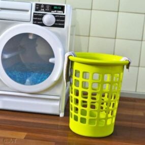 세탁기가 있는 세탁물 바구니 3d 모델