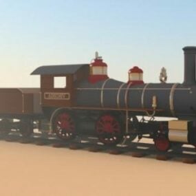 3д модель старинного локомотива Вирджиния