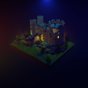 Low Poly Castle Scene 3d model