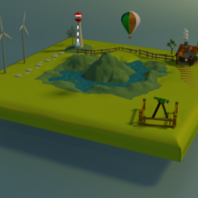 Escena del lago modelo 3d