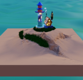 Lighthouse On Concrete Base 3d model