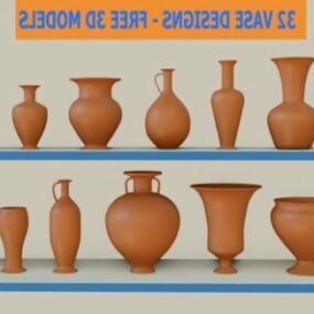 Low Polygon Terracotta Vase Pot 3d model