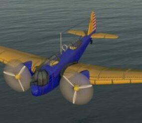 Martin B10 Bomber Aircraft 3D-malli
