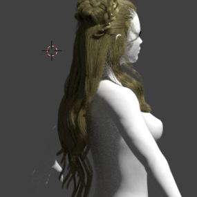 Mô hình 3d cô gái thời trung cổ với mái tóc thời trang