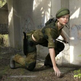 3д модель Женщина-Солдат