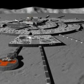 Model 3d Stasiun Luar Angkasa Moonbase